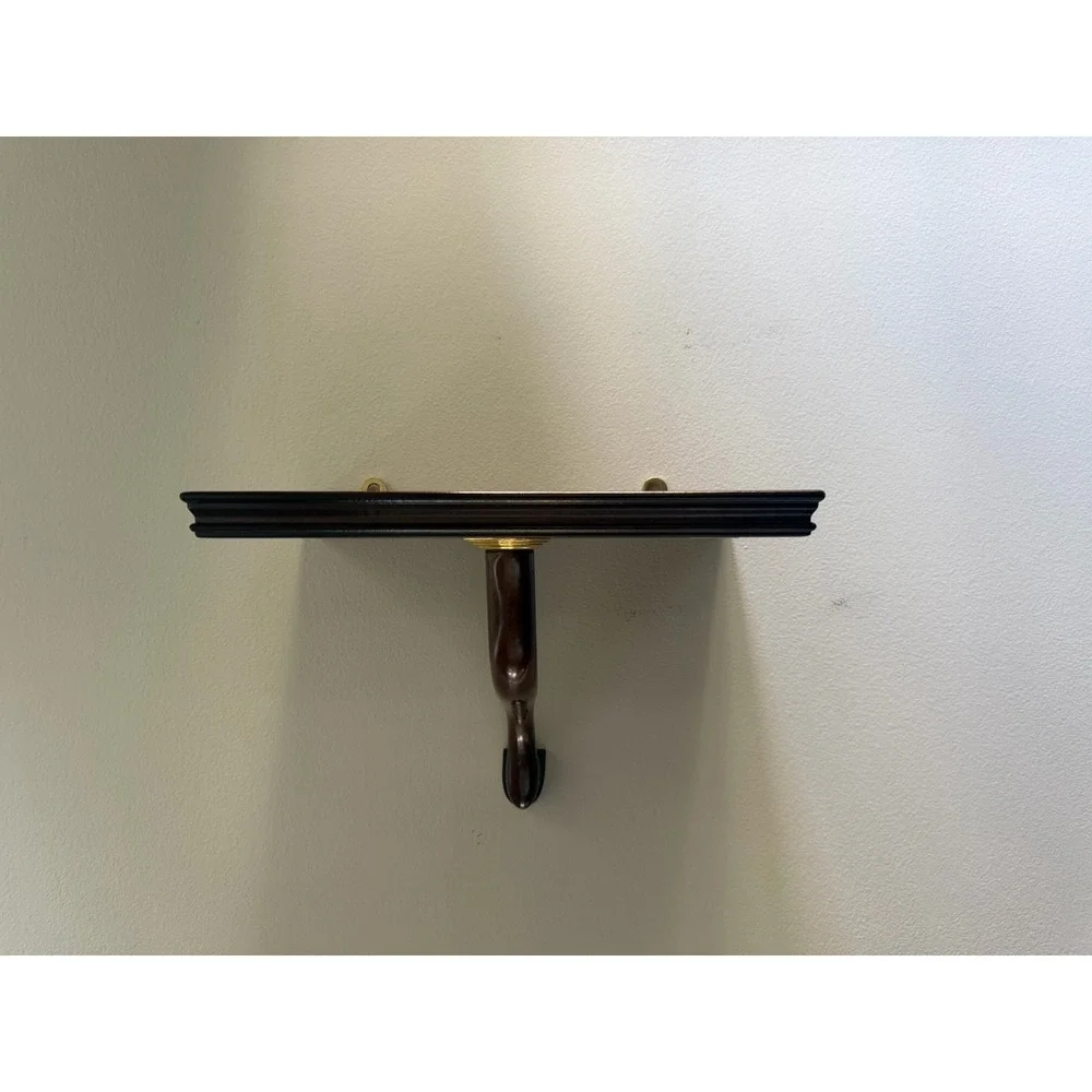 Bombay Company Mahogany Wall Mounted Display Shelf Brass Accents
